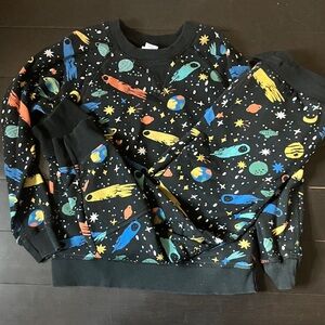 Hanna Andersson Multicolor Space Crewneck Sweater and matching pants